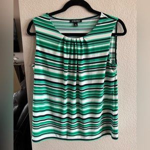 Roz & Ali Blouse Green White Black Blue Size Medium